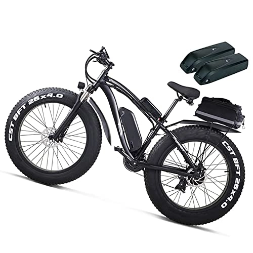 Electric Mountain Bike : 26''Fat Tire Electric Bike 1000W Motor offroad Electric Bicycle with Shimano 21 Speed Mountain Electric Bicycle Pedal Assist 48V 17AH TWO Lithium Battery Hydraulic Disc Brake shengmilo MX02S