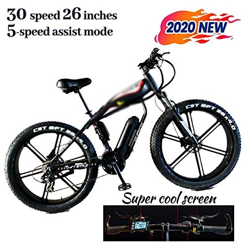 Electric Mountain Bike : 26'' Fat Tire Electric Mountain Bike 48v 30Speeds Beach Mens Sports Mountain Bike Full Suspension Lithium Battery Hydraulic Disc Brakes