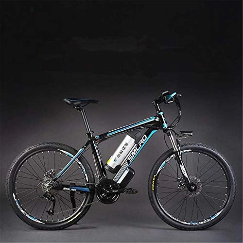 Electric Mountain Bike : 26 Inch Electric Bicycle, 27 Speed 48V Mountain Bike, Front & Rear Hydraulic Disc Brake, 5 Level Pedal Assist (Blue, 500W Plus 1 Extra Battery)