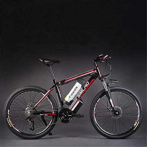 Electric Mountain Bike : 26 Inch Electric Bicycle, 27 Speed 48V Mountain Bike, Front & Rear Hydraulic Disc Brake, 5 Level Pedal Assist (Red, 500W)