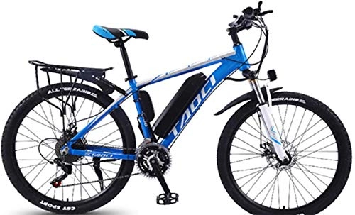 Electric Mountain Bike : 26-Inch Electric Bike Adult Electric Car Removable Lithium Battery Booster Mountain Bike Off-Road All-Terrain Vehicle for Men And Women (Color : Blue, Size : 13AH80 km)