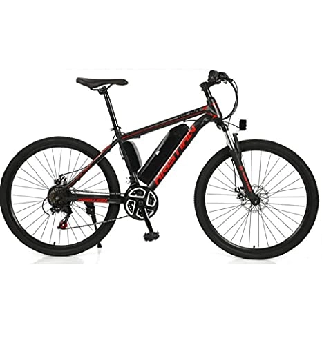 Electric Mountain Bike : 26 inch mountain bike electric lithium battery bicycle adult variable speed 21-speed off-road bike power-assisted bicycle 36V350W motor Removable battery(Color:red, Size:36V 10AH)
