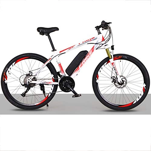 Electric Mountain Bike : 26 inch mountain bike electric lithium battery bicycle adult variable speed 7-speed off-road power-assisted bicycle, dual disc brake, high carbon steel frame, 3 riding modes