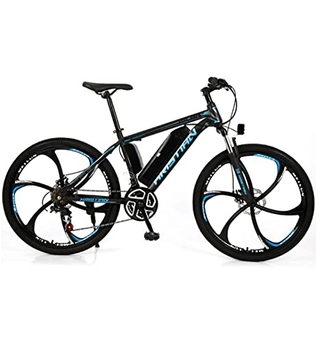 Electric Mountain Bike : 26 Inch Mountain Electric Lithium Battery Adult Variable Speed Off-Road Custom Power-Assisted Bicycle-black_blue_21-speed