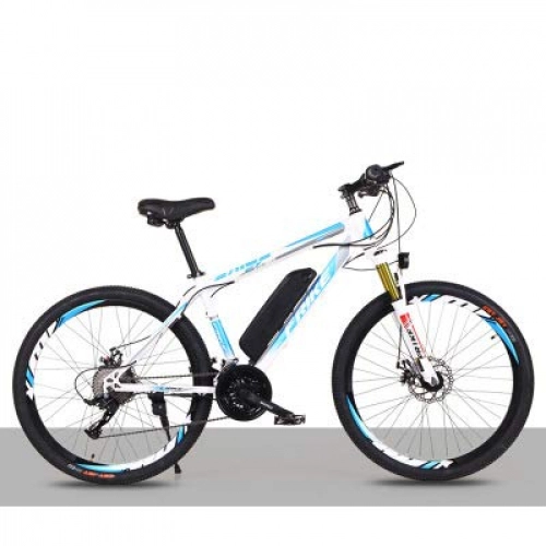 Electric Mountain Bike : 26'' Unisex Electric Mountain Bicycle, 250W Motor Electric Bike with Removable 36V 10AH Lithium-Ion Battery, 27 Variable Speed Double Disc Brake, White