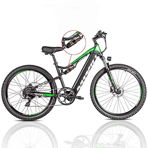 Electric Mountain Bike : 27.5'' Electric Bikes for Adults Electric Mountain Bike 500W Ebike Moped with 48V 13ah Removable Lithium Battery Bicycle Dual Shock Absorption E-MTB Professional 8 Speed Gears (BLACK)