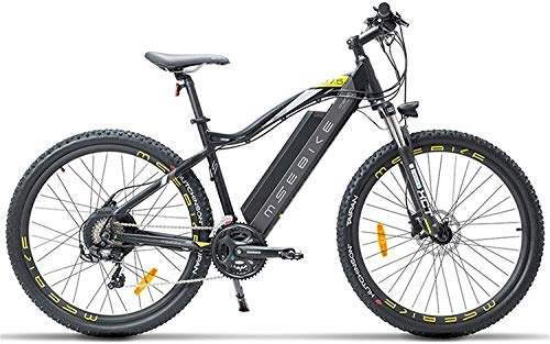Electric Mountain Bike : 27.5 Inch E Bike, 400W 48V 13Ah Mountain Bike, 5 Level Pedal Assist, Suspension Fork, Oil Disc Brake, Powerful Electric Bicycle (Size : Black+1 Spare Battery)