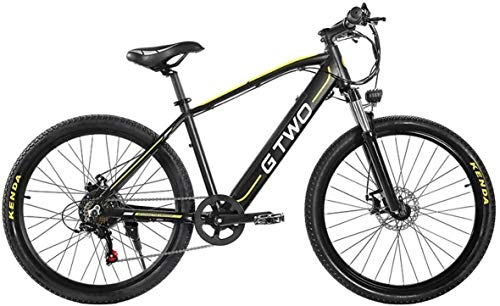 Electric Mountain Bike : 27.5 Inch Electric Bicycle 350W Mountain Bike 48V 9.6Ah Removable Lithium Battery 5 PAS Front & Rear Disc Brake (Color : Black Yellow, Size : 9.6Ah+1 Spare Battery)