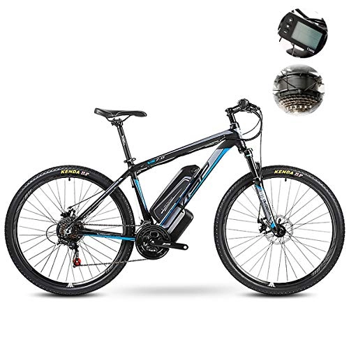 Electric Mountain Bike : 27 Speeds Off-road Bicycle 26 / 27.5Inch Electric Mountain Bike with ZBL-18650 48V 10Ah Power Lithium Battery and LCD 5-speed Smart Meter, Dual Disc Brakes and Shock Absorber E-bike, Blue, 26Inch