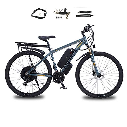 Electric Mountain Bike : 29" Electric Bike for Adults, Electric Mountain Bike / Electric Commuting Bike with Removable 48V 13Ah 1000W Battery, Professional 21 Speed Gears, Gray