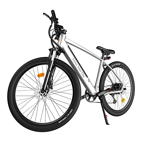 Electric Mountain Bike : ADO D30C 250W Electric Bicycle Removable Battery Shimano 9 speed Transmission System 27.5 Inch Electric Bike (Silver)