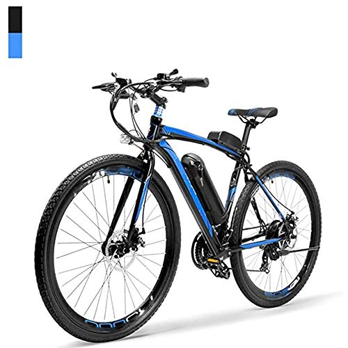 Electric Mountain Bike : Adult 700C Highway Electric Bike, Double Disc Brakes 20 Inch Breaking Wind Power Electric Car 300W 36V 10AH Anti-Theft Removable Battery Battery Car, black blue