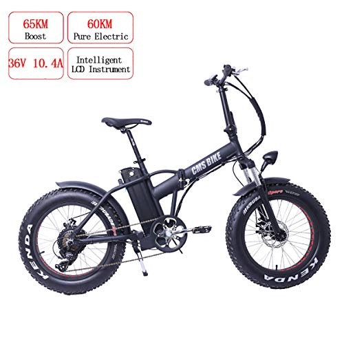 Electric Mountain Bike : Adult Electric Mountain Bike 36V 10.4A 500W Endurance 60KM 6 Speeds Folding E-bike 20" Wide Tire Aluminum Alloy Frame Bicycle with Double Disc Brakes