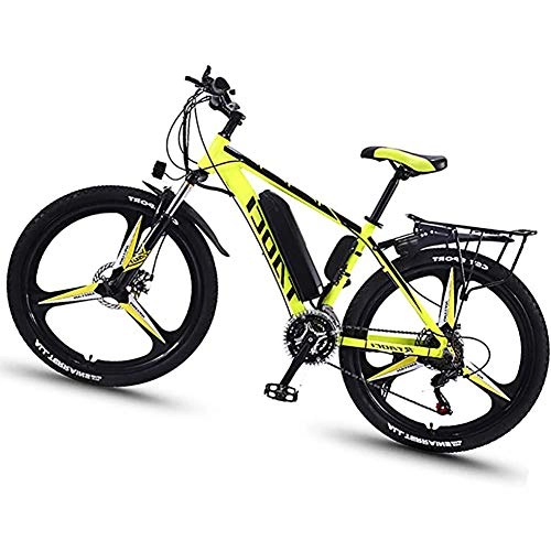 Electric Mountain Bike : Adult Electric Mountainbicycle, With 8AH Removable Lithium Battery 350W 36V 26'' Electric Bike 21-Speed Mountain Bike, Suitable for Outdoor Sports, Yellow, 10AH