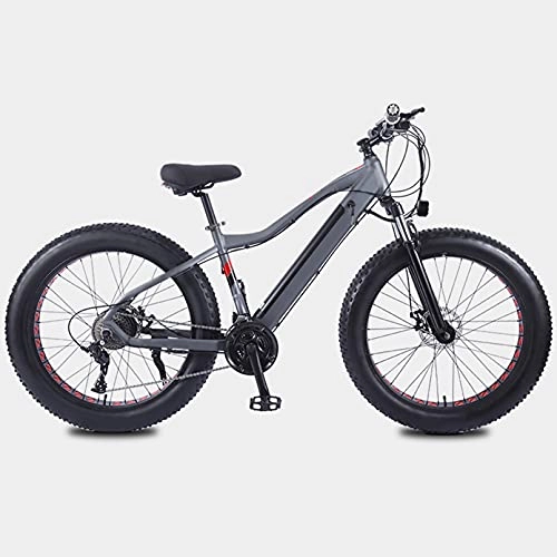 Electric Mountain Bike : AHIN 26'' Electric Bike, Electric Bicycle, E-Bike, Brushless Motor, Mechanical Disc Brake, 27-Speed Transmission, Can Monitor Riding Data, with Rechargeable Taillights, Gray