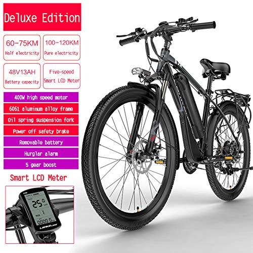 Electric Mountain Bike : AKEFG 2020 Upgraded Electric Mountain Bike, 400W 26'' Electric Bicycle with Removable 48V 13AH Lithium-Ion Battery for Adults, Black
