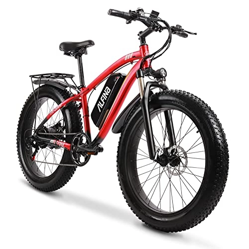 Electric Mountain Bike : ALFINA Electric Bike for Adults 26" Fat Tire E-Bike 48 V 17 Ah Removable Battery Lockable Suspension Aluminum Fork Mountain Snow Beach Electric Bicycle