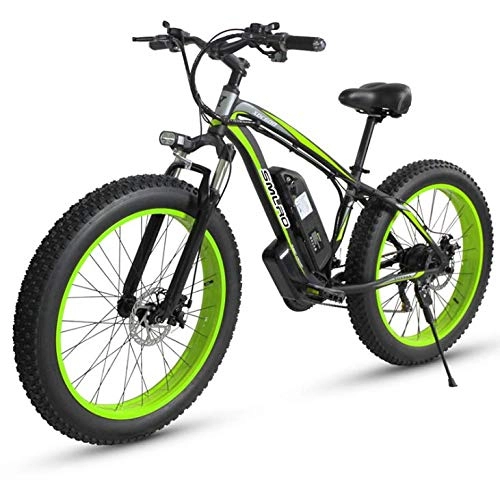 Electric Mountain Bike : Alloy Frame 27-Speed Electric Mountain Bike, Fast Speed 26" Electric Bicycle for Outdoor Cycling Travel Work Out, black green, 48V15AH