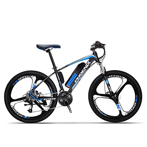 Electric Mountain Bike : Alqn Adult Electric Mountain Bike, 250W Snow Bikes, Removable 36V 10Ah Lithium Battery for, 27 Speed Electric Bicycle, 26 inch Magnesium Alloy Integrated Wheels, Black