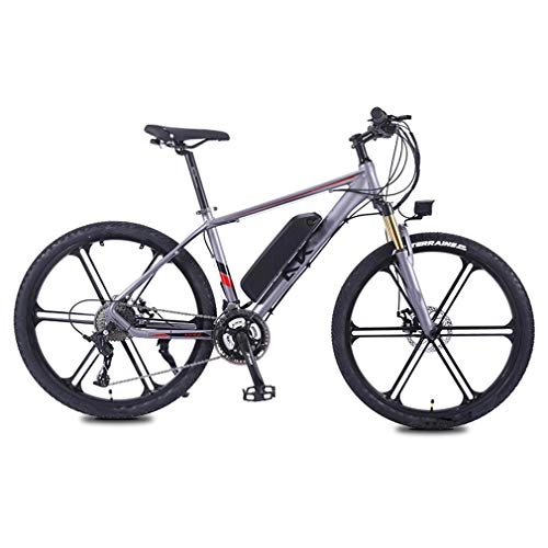 Electric Mountain Bike : AMGJ 26 Inch Electric Bike, with LED Headlights and 3 Modes 350W / 36V Removable Charging Lithium Battery for Sports Outdoor Cycling Work Out And Commuting, Gray, 10AH / 35KM