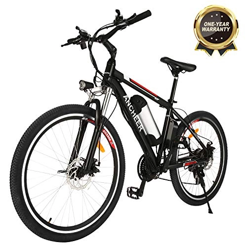 Electric Mountain Bike : ANCHEER 2019 Electric Mountain Bike, 250W 26'' Electric Bicycle with Removable 36V 8AH Lithium-Ion Battery for Adults, 21 Speed Shifter