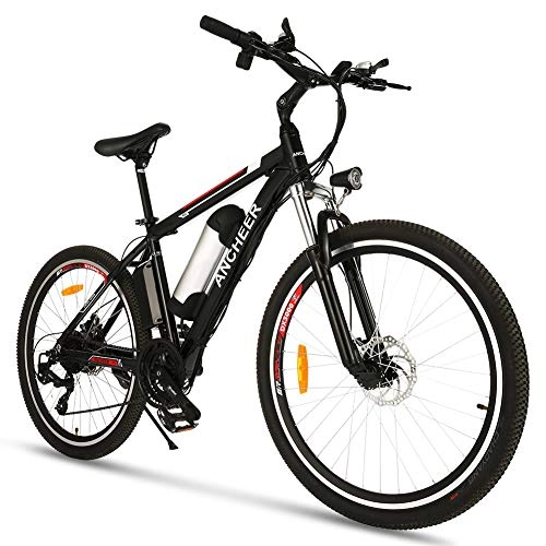 Electric Mountain Bike : ANCHEER Electric Bike, 250W 26'' Electric Bicycle E-bike with Removable 36V 8Ah / 12.5Ah Lithium-Ion Battery for Adults, 21 Speed Shifter (Classic_Black)