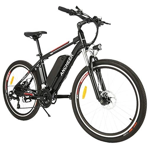Electric Mountain Bike : ANCHEER Upgraded Electric Mountain Bike, 250W 26'' Electric Bicycle with Removable 36V 12.5 AH Lithium-Ion Battery for Adults, 21 Speed Shifter