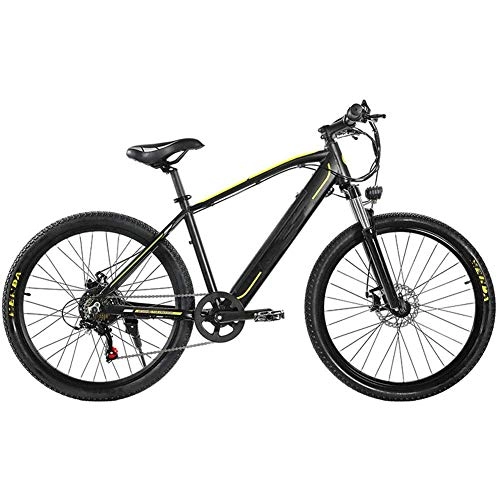 Electric Mountain Bike : AYHa Adult Mountain Electric Bicycle, 26 inch Travel Electric Bicycle 350W Brushless Motor 27 Speed 48V 10Ah Removable Lithium Battery Front Rear Disc Brake, Black