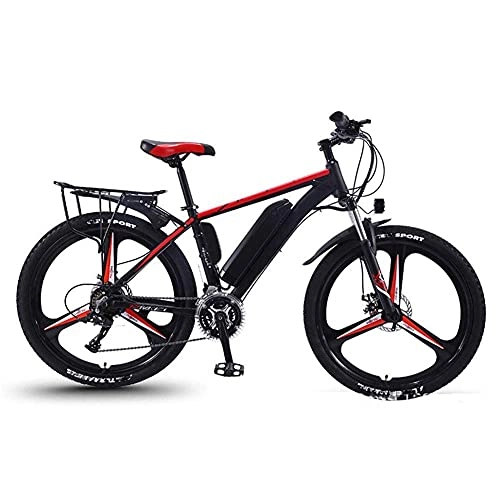 Electric Mountain Bike : AYHa Adult Mountain Electric Bike, 350W Motor 26" Electric Off-Road Bike with Removable 36V 8 / 10 / 13Ah Lithium-Ion Battery 27 Speed Dual Disc Brakes with Rear Seat Unisex, Black red, B 36V10AH