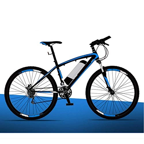 Electric Mountain Bike : AYHa Adults Electric Assist Bicycle, with Riding Helmet 26 inch Travel Electric Bicycle Dual Disc Brakes 21 Speed Gear Mountain Ebike up to 130 Kilometers, Blue, A