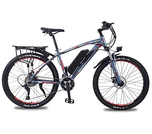Electric Mountain Bike : AYHa Electric Mountain Bike, 26'' City Electric Bicycle for Adults with Removable 36V 8Ah / 10Ah / 13 Ah Lithium-Ion Battery 27 Speed Shifter Aluminum Alloy Frame Unisex, Gray red, 10AH