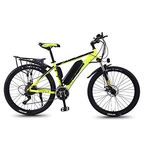 Electric Mountain Bike : AYHa Electric Off-Road Bike, 350W Motor 26" Adult Electric Mountain Bike with Removable 36V 8 / 10 / 13Ah Lithium-Ion Battery 27 Speed Dual Disc Brakes with Rear Seat Unisex, Black Green, A 36V13AH