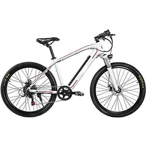 Electric Mountain Bike : AYHa Mountain Electric Bicycle, 26 inch Adult Travel Electric Bicycle 350W Brushless Motor 48V 10Ah Removable Lithium Battery Front Rear Disc Brake 27 Speed, White