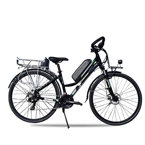 Electric Mountain Bike : AYHa Mountain Travel Electric Bike, 350W Motor 26 inch Adults Long-Distance Riding Electric Bicycle Dual Disc Brakes 24 Speed with Helmet Long Range, Black, A 10AH