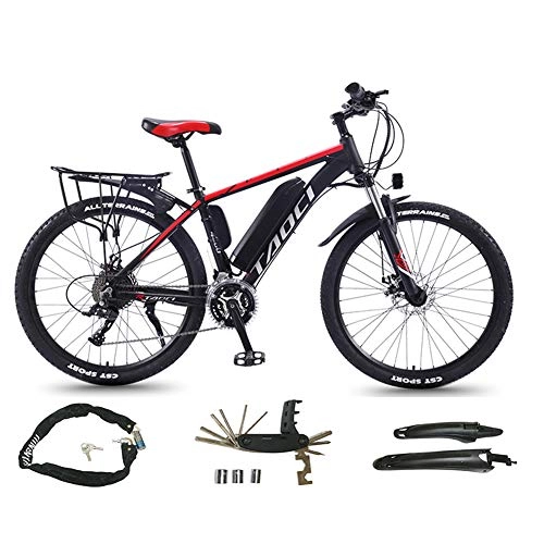 Electric Mountain Bike : AZUOYI 26 Inch Electric Bike Adult Electric Mountain Bike, Electric Bicycle with Removable 36V 13AH Lithium-Ion Battery 350W Motor 21 Speed Gear, Red, 8Ah50Km