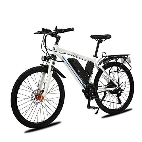 Electric Mountain Bike : BAHAOMI Electric Bike 26" 21 Speed Adults Electric Mountain Bicycle Outdoor Cycling Travel Commuting E-Bike Removable Lithium Battery 3 Working Modes E-bike, White, 48V10AH 500W