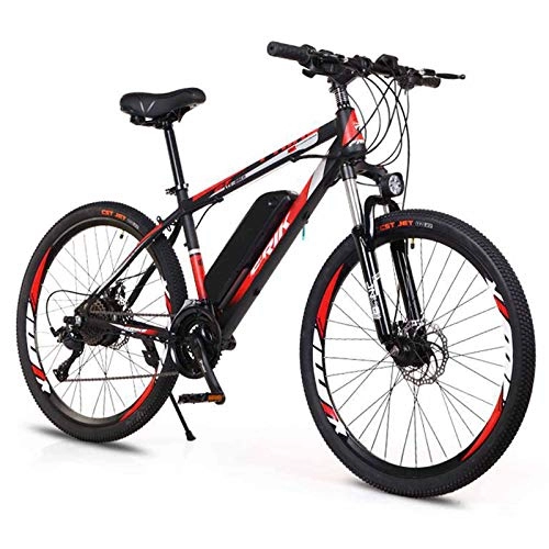 Electric Mountain Bike : BAIYIQW Electric Bicycle Snow Bike 26in / 3 riding modes / 36V8A36km and 10A52km ultra-long endurance lithium battery / 250W motor maximum speed 35km / h, Black, 36km