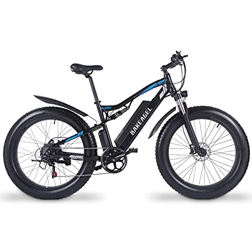 Electric Mountain Bike : BAKEAGEL Electric Mountain Bike 48V 1000W Adult Fat Tire Mountain Bike with XOD Front and Rear Hydraulic Brake System, Detachable Lithium Ion Battery