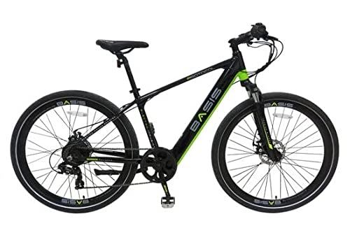 Electric Mountain Bike : Basis Protocol Hybrid Electric Bike, 7Ah Integrated Battery, 700c Wheel - Black / Green