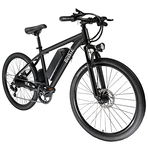 Electric Mountain Bike : BEISTE 26'' Eelectric Bikes for Adults, 350w Ebike with 36V 10.4 Ah Removable Lithium-ion Battery, Electric Mountain Bike with LCD Dsiplay and LED Front Light, Shock-absorbing Front Fork - BS-MK010