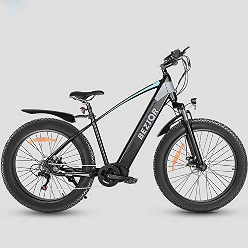 Electric Mountain Bike : Bezior Fat Tire Electric Bike XF800, 48V 13AH 26" Mid Motor Electric Mountain Bike Dirt Ebike for Adults Shimano 7-Speed 3 Riding Modes, Blue
