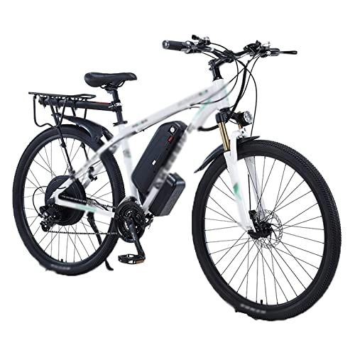 Electric Mountain Bike : Bicycles for Adults Assisted Lithium Battery Bicycle Electric Mountain Bike Long Range Electric Bicycle (Color : White)