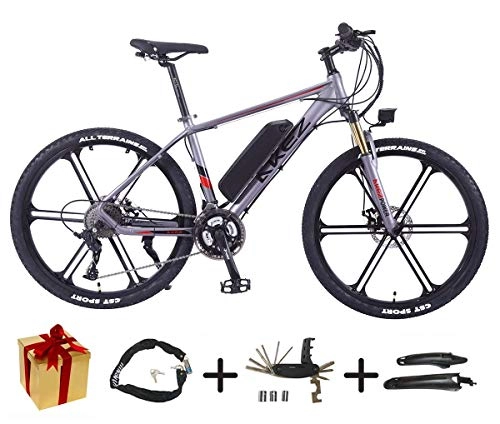 Electric Mountain Bike : BIKE Electric Bicycle, Electric Mountain Bike - 27 Speed, 26 Inch, 350W Motor, 30Km / H, Removable Lithium Battery, Suitable for All Terrain Gray-35Km, 25Km