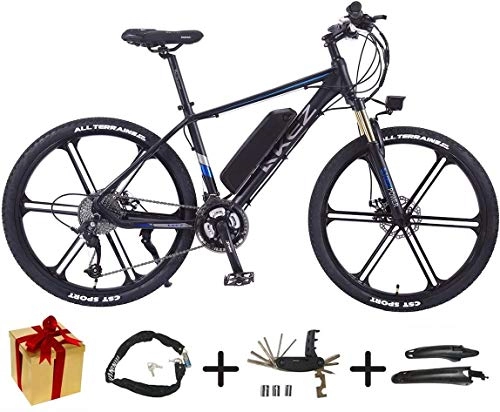 Electric Mountain Bike : BIKE Electric Mountain Bike, Electric Bicycle - 27 Speed, 26 Inch, 350W Motor, 30Km / H, Removable Lithium Battery, Suitable for All Terrain Black-70Km, Black, 70Km