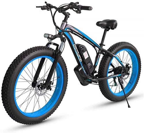 Electric Mountain Bike : Bike, Electric Mountain Bike for Adults, 500W 26'' Fat Tires Electric Bicycle with Removable 48V 15AH Lithium-Ion Battery, 27-Speed Gear Shifter - All Terrain Ebike (Color : Red) ( Color : Blue )