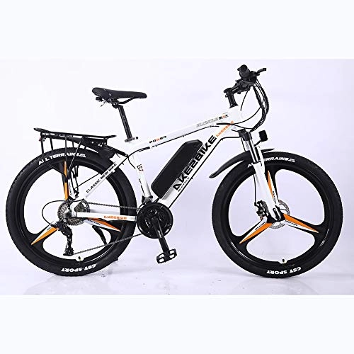 Electric Mountain Bike : BWJL 26 inch aluminum alloy lithium battery assisted variable speed bicycle, adult power assisted electric bicycle, 36V 350W 13Ah Removable Lithium-Ion Battery Mountain Ebike for Men''s, White, 8AH