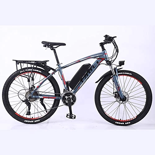 Electric Mountain Bike : BWJL Lithium battery electric bicycle power assist mountain bike, Aluminum alloy Ebikes Bicycles All Terrain, 26" 36V 350W 13Ah Removable Lithium-Ion Battery Mountain Ebike for Men''s, Gray red.