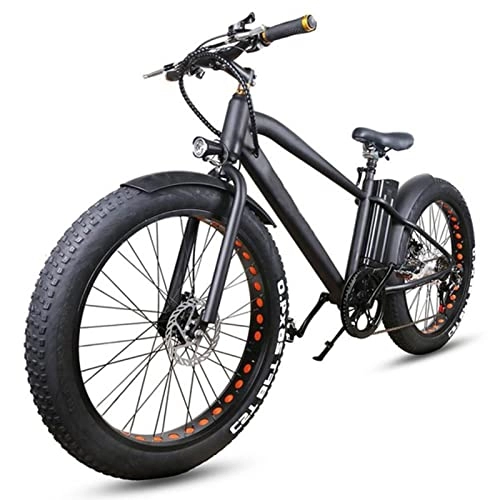 Electric Mountain Bike : bzguld Electric bike Electric Bike for Adults 26" Fat Tire 1000W Ebike 48V 17.5Ah Removable Lithium Battery, 6 Speed Gears Adult Electric Mountain Bike, Max Load 250lbs (Color : BLACK 1000W)