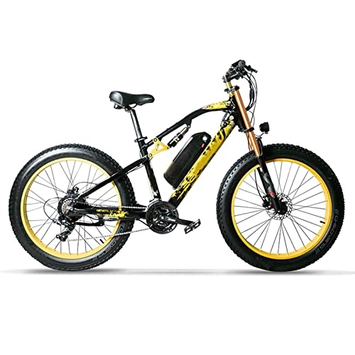 Electric Mountain Bike : bzguld Electric bike Electric Bike for Adults 750W Motor 4.0 Fat Tire Beach Electric Bicycle 48V 17Ah Lithium Battery Ebike Bicycle (Color : Black yellow)