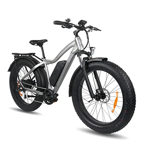 Electric Mountain Bike : bzguld Electric bike Electric Bikes For Adults 25 Mph 750W 26 Inch Full Terrain Fat Tire Electric Snow Bicycle 48V 13Ah Li-Ion Battery Ebike For Men (Color : Light grey)